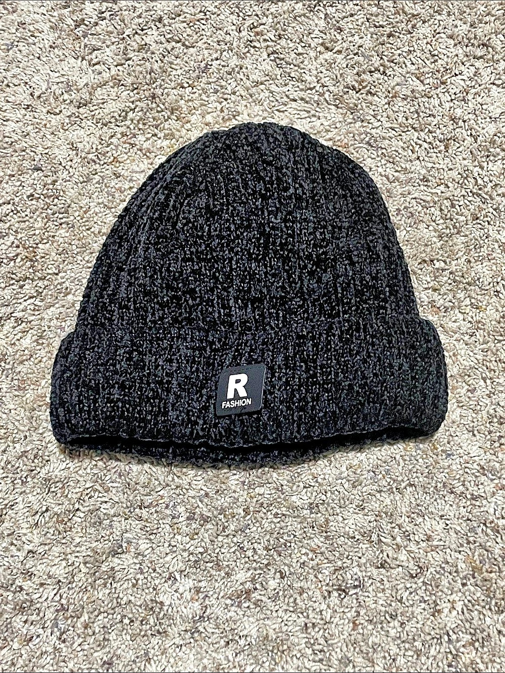 Unisex Adults Black Knit Fashion Fleece Lined Beanie Size OS
